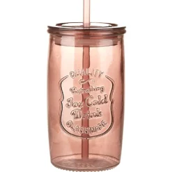 Jarre avec couvercle et paille en verre^Gifi Sale