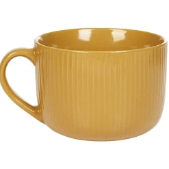 Jumbo en porcelaine 45 cl jaune moutarde rainures verticales en relief^Gifi Clearance
