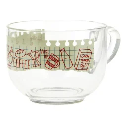 Jumbo en verre 70 cl transparent motif bloc note petit déjeuner^Gifi Outlet