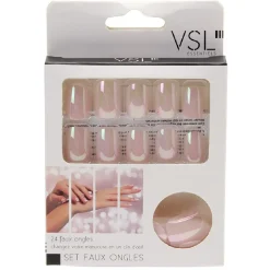 Hot Gifi Kit de faux ongles en acrylique rose clair effet miroir