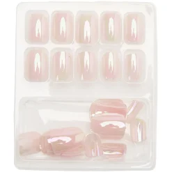 Hot Gifi Kit de faux ongles en acrylique rose clair effet miroir