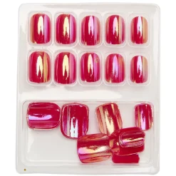 Sale Gifi Kit de faux ongles en acrylique rose foncé effet miroir