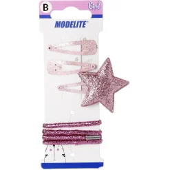 Sale Gifi Kit pince clic clac x3 + élastique rose pailleté x4