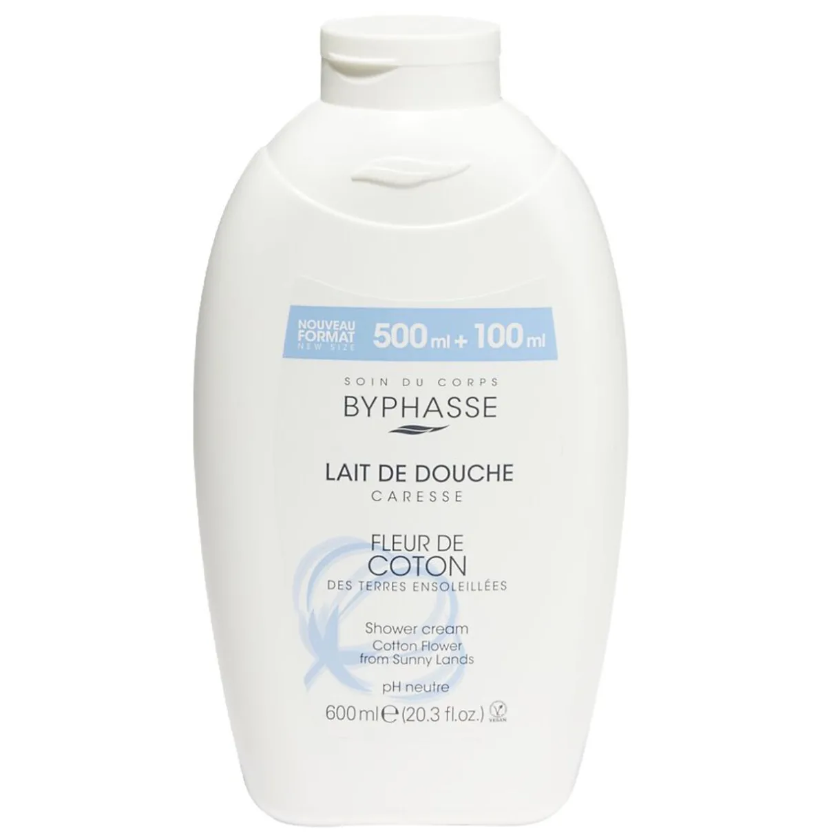 New Gifi Lait de douche Byphasse caresse fleur de coton pH neutre 600ml