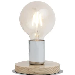 Hot Gifi Lampe LED forme ampoule socle en bois