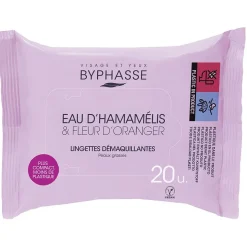 Hot Gifi Lingettes démaquillantes Byphasse eau d'hamamélis et fleur d'oranger