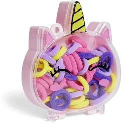 New Gifi Lot 50 élastiques à cheveux multicolore dans boîte design licorne rose