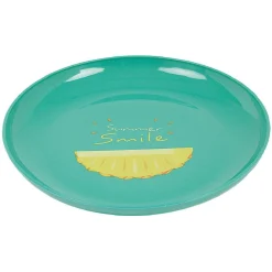 Lot de 4 assiettes à dessert bleu Ananas Summer smile^Gifi Sale