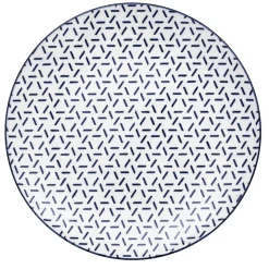 Lot de 4 assiettes à dessert porcelaine motif trait triangle multicolore Ø19cm^Gifi New