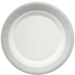 Lot de 10 assiettes en carton Ø18 cm à bord gris^Gifi