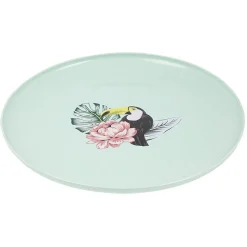 Lot de 4 assiettes plates décor oiseau et feuille^Gifi Clearance