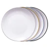 Lot de 4 assiettes plates rondes porcelaine blanche avec liseré coloré^Gifi Outlet