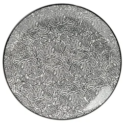 Lot de 4 assiettes plates Ø27cm porcelaine imprimé noir et blanc^Gifi