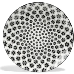 Lot de 4 assiettes plates Ø27cm porcelaine imprimé noir et blanc^Gifi