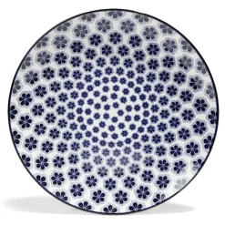 Lot de 4 assiettes plates Ø27cm porcelaine imprimé bleu et blanc^Gifi Hot