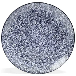 Lot de 4 assiettes plates Ø27cm porcelaine imprimé bleu et blanc^Gifi Hot