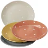 Lot de 4 assiettes rondes plates céramique déco pois^Gifi Clearance