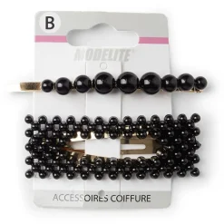 Online Gifi Lot de 2 barrettes à cheveux dorées à perles noires