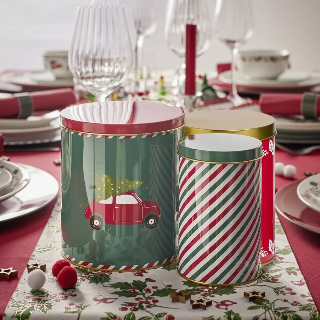 Lot de 3 boîtes alimentaires en métal décor Noël 3 tailles^Gifi Sale