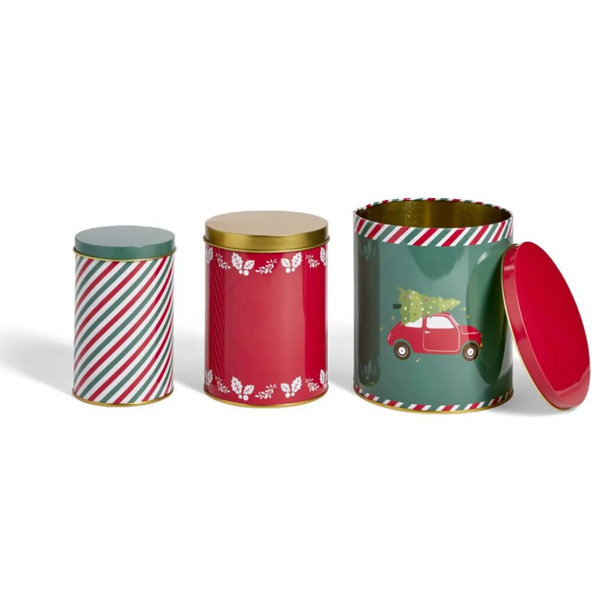 Lot de 3 boîtes alimentaires en métal décor Noël 3 tailles^Gifi Sale