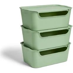 Rangement|Gifi Lot de 3 boîtes de rangement 15L avec couvercle plastique 39x25xH16cm