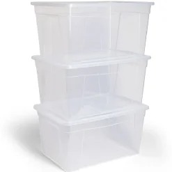 Rangement|Gifi Lot de 3 box 43L plastique transparent 56x39,5x35,5cm