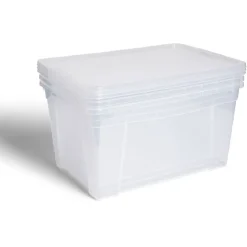 Rangement|Gifi Lot de 3 box 43L plastique transparent 56x39,5x35,5cm