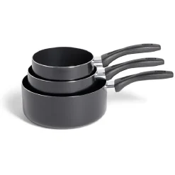 Lot de 3 casseroles tous feux sauf induction aluminium noir Ø14/16/20cm^Gifi Discount