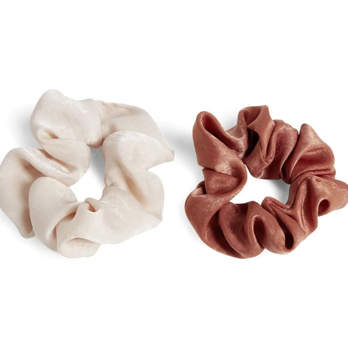 Gifi Lot de 2 chouchous scrunchies uni beige et uni marron