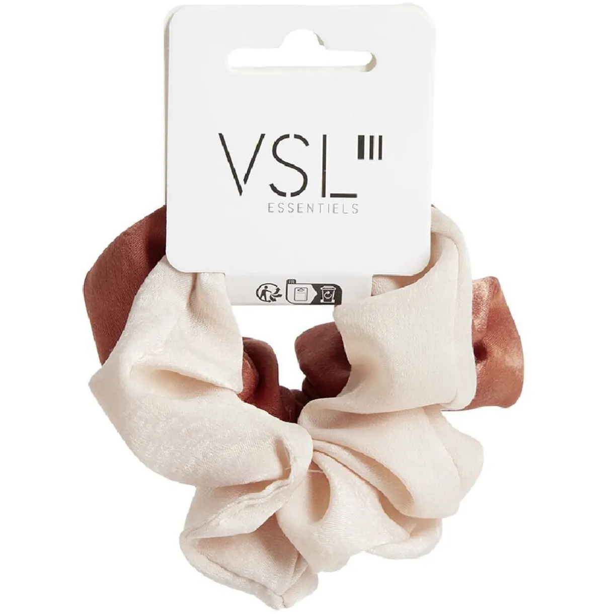 Gifi Lot de 2 chouchous scrunchies uni beige et uni marron