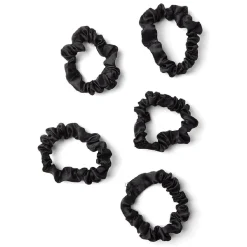 Gifi Lot de 5 chouchous scrunchies polyester satiné noir
