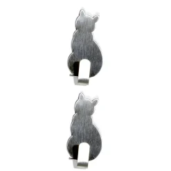 Rangement|Gifi Lot de 2 crochet adhésifs forme chat en métal 3x5cm