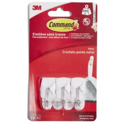 New Gifi Lot de 3 crochets adhésifs 3M plastique blanc pointe métal