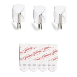 New Gifi Lot de 3 crochets adhésifs 3M plastique blanc pointe métal