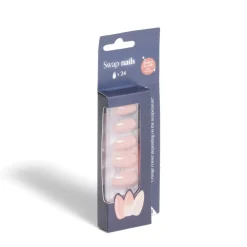 New Gifi Lot de 24 faux ongles caméléon avec stickers de colle plastique rose