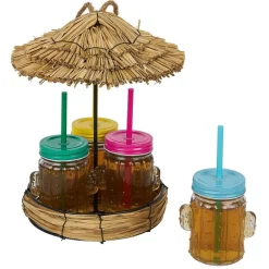 Lot de 4 gobelets à paille 260ml forme cactus dans décor estival^Gifi Outlet