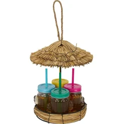 Lot de 4 gobelets à paille 260ml forme cactus dans décor estival^Gifi Outlet