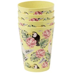 Lot de 4 gobelets décor oiseau et feuille 60 cl^Gifi Sale