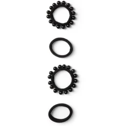 Outlet Gifi Lot de 4 élastiques à cheveux avec perles polyester noir