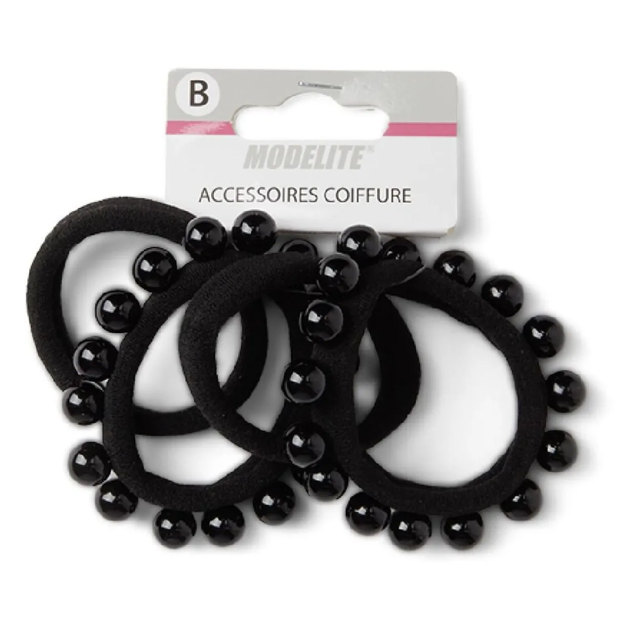 Outlet Gifi Lot de 4 élastiques à cheveux avec perles polyester noir
