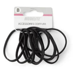 Discount Gifi Lot de 10 élastiques à cheveux basiques polyester noir