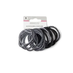 Sale Gifi Lot de 15 élastiques à cheveux polyester noir et blanc