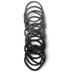 Outlet Gifi Lot de 15 élastiques à cheveux polyester noir et blanc aspect chiné