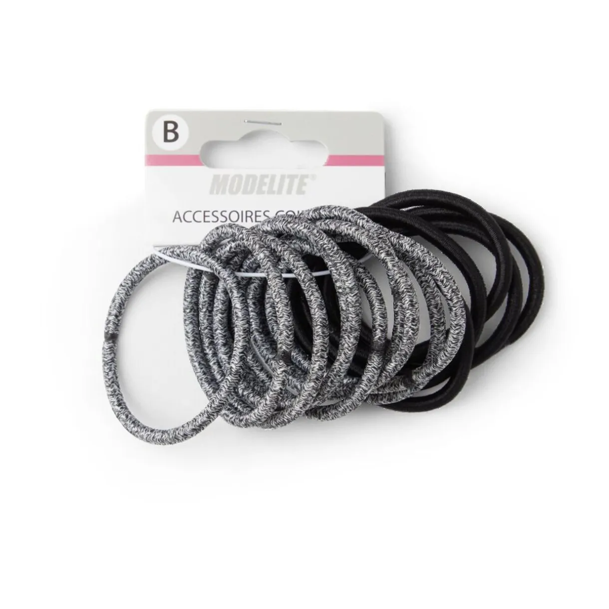 Outlet Gifi Lot de 15 élastiques à cheveux polyester noir et blanc aspect chiné