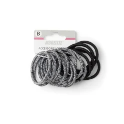 Outlet Gifi Lot de 15 élastiques à cheveux polyester noir et blanc aspect chiné