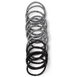 Outlet Gifi Lot de 15 élastiques à cheveux polyester noir et blanc aspect chiné