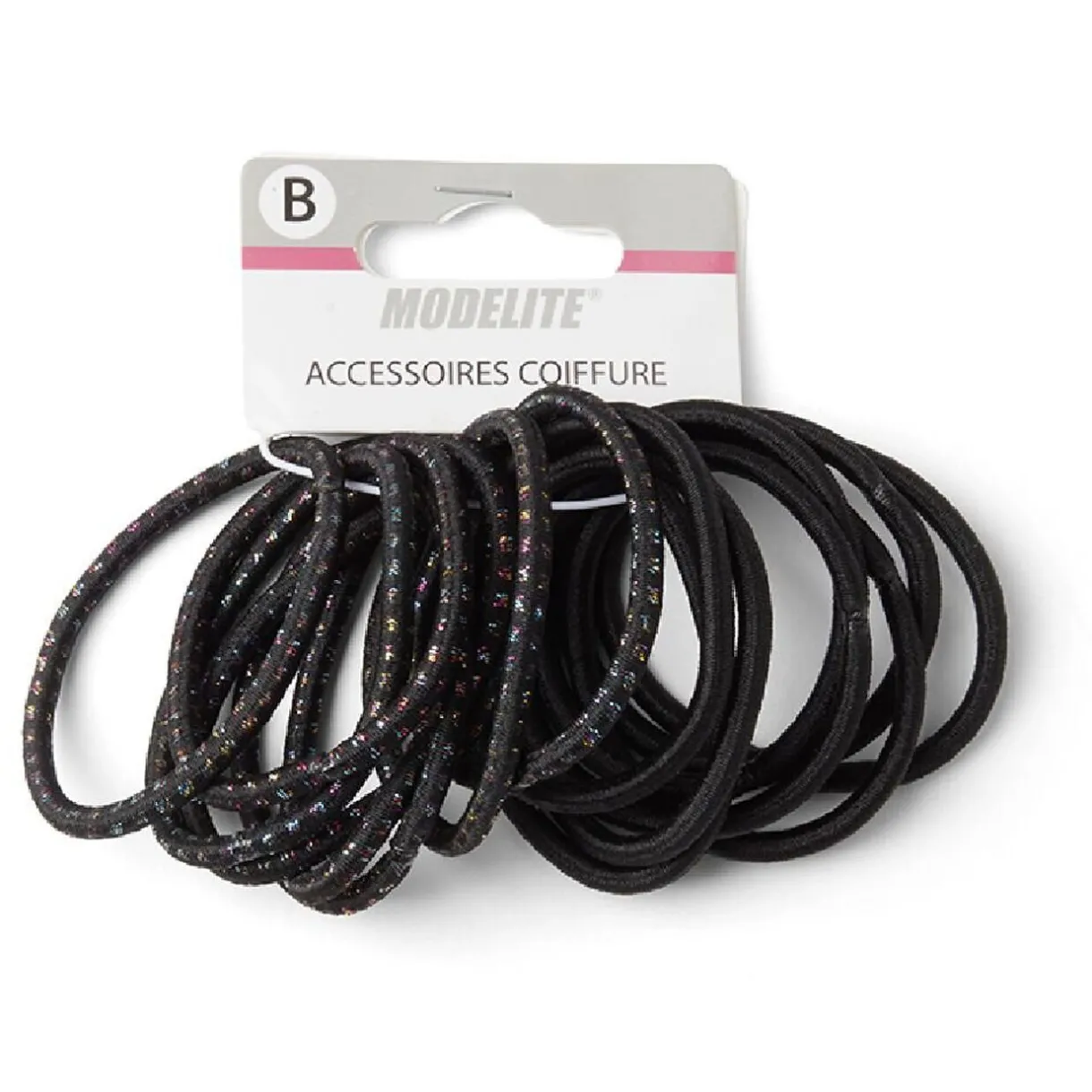 Outlet Gifi Lot de 15 élastiques à cheveux polyester noir et fil métallique multicolore