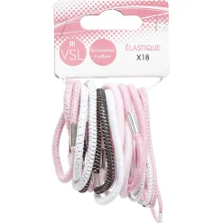 New Gifi Lot de 18 élastiques pour cheveux blanc rose et noir