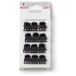 Hot Gifi Lot de 12 mini pinces cheveux papillon noir mat L2cm
