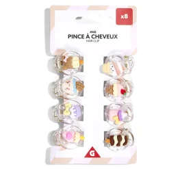 Discount Gifi Lot de 8 mini pinces pour cheveux avec décoration